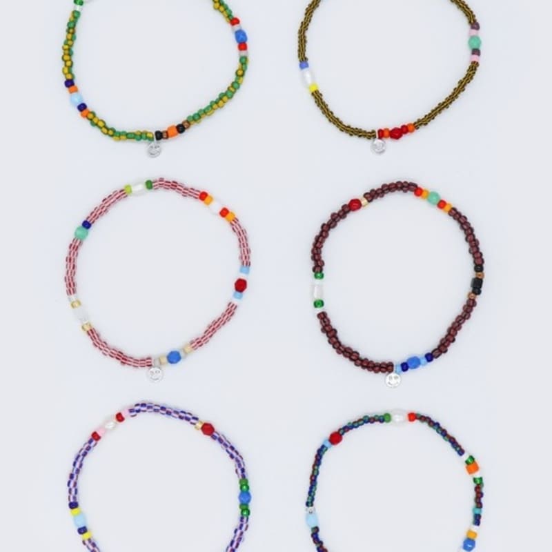 BONBEAU Tropic Play Color Beads Bracelet Mini Smile Charm Tropic Color Bead Bracelet