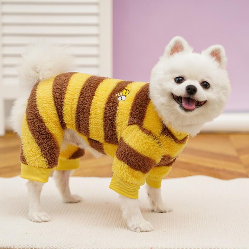Pet Costume Dogs Cats Winter Warm Fleece Outfit Bee Design Teddy Bichon French Bulldog Medium Size