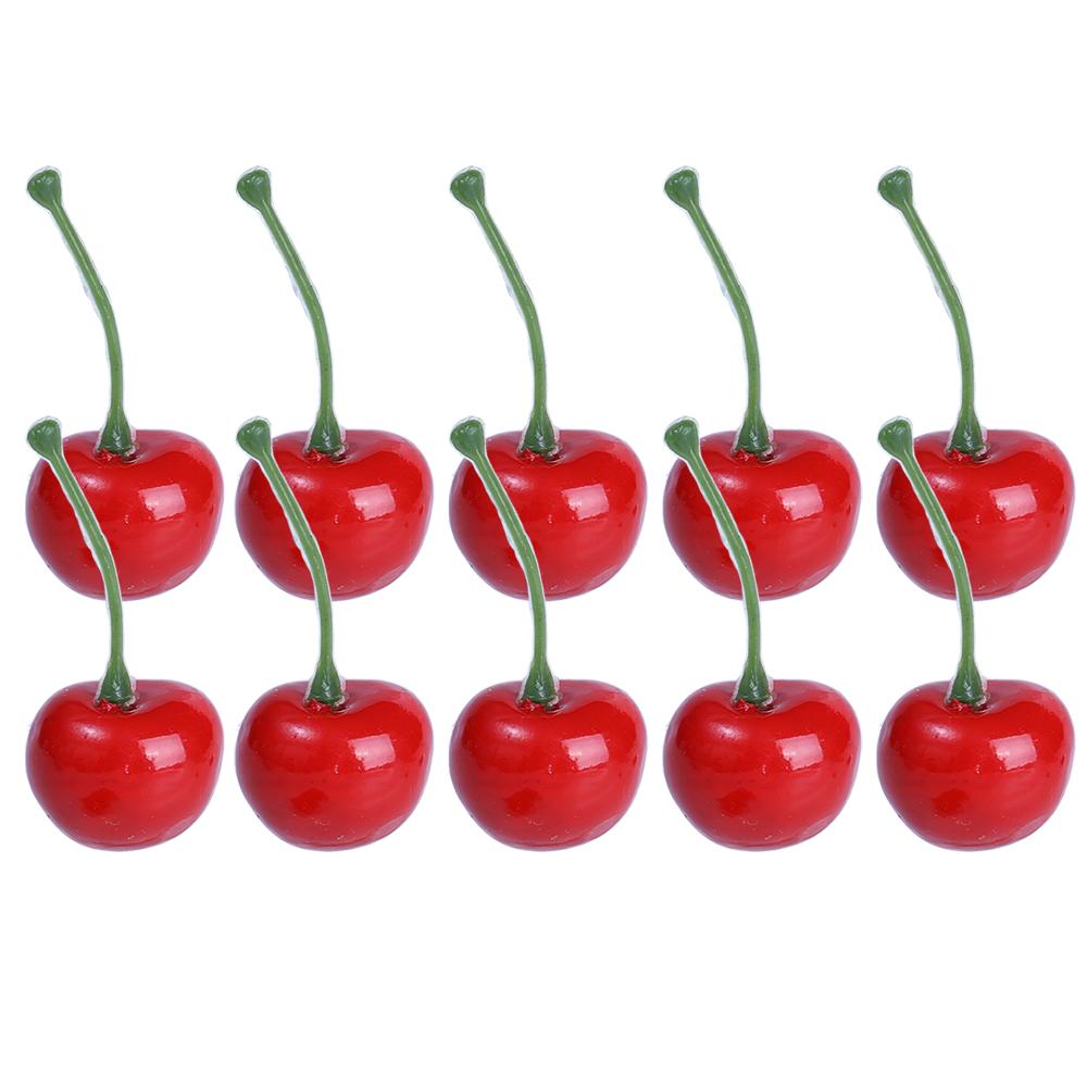 50/10Pcs Fake Cherry Artificial Fruit Model Simulation Cherry Ornament Craft Food Photography Props Party Decor Home Decoration (Red,10 PCS) красный