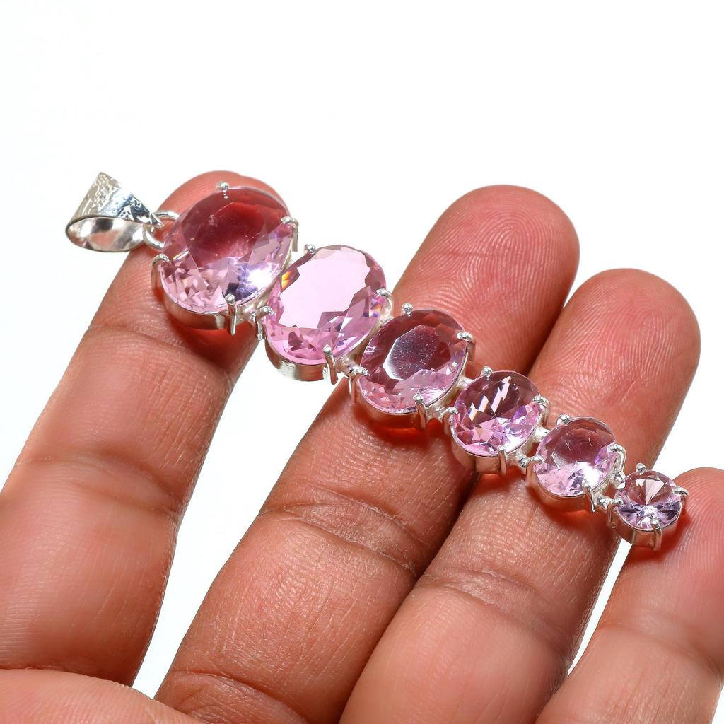 925 Sterling Silver Pink Tourmaline Gemstone Handmade Pendant Jewelry Star Pendant Jewelry Star Pendant Jewelry For Girls Women's