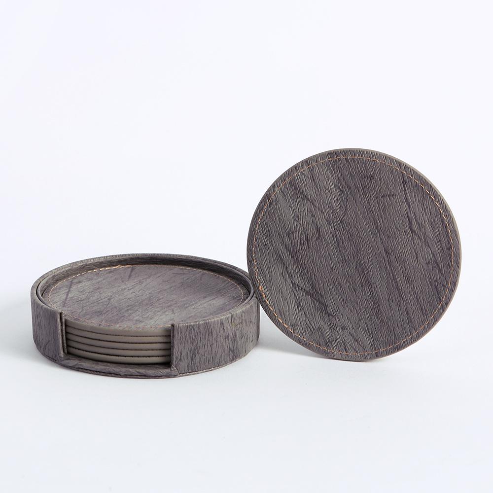 Round Double-Sided Leather Tea Coaster with Heat Insulation