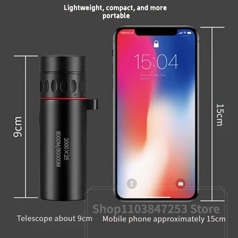 2000x25 HD Monocular Telescope Mini Portable Mobile Phone Telescope with Holder Outdoor Camping Hunting Birdwatching Telescopes
