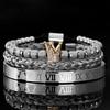 Micro-inlaid zircon crown bracelet set European and American trend diamond-inlaid titanium steel