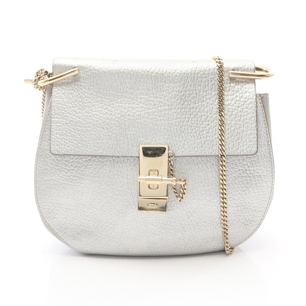 Used Chloe Drew Shoulder Bag leather Silver Used Women
