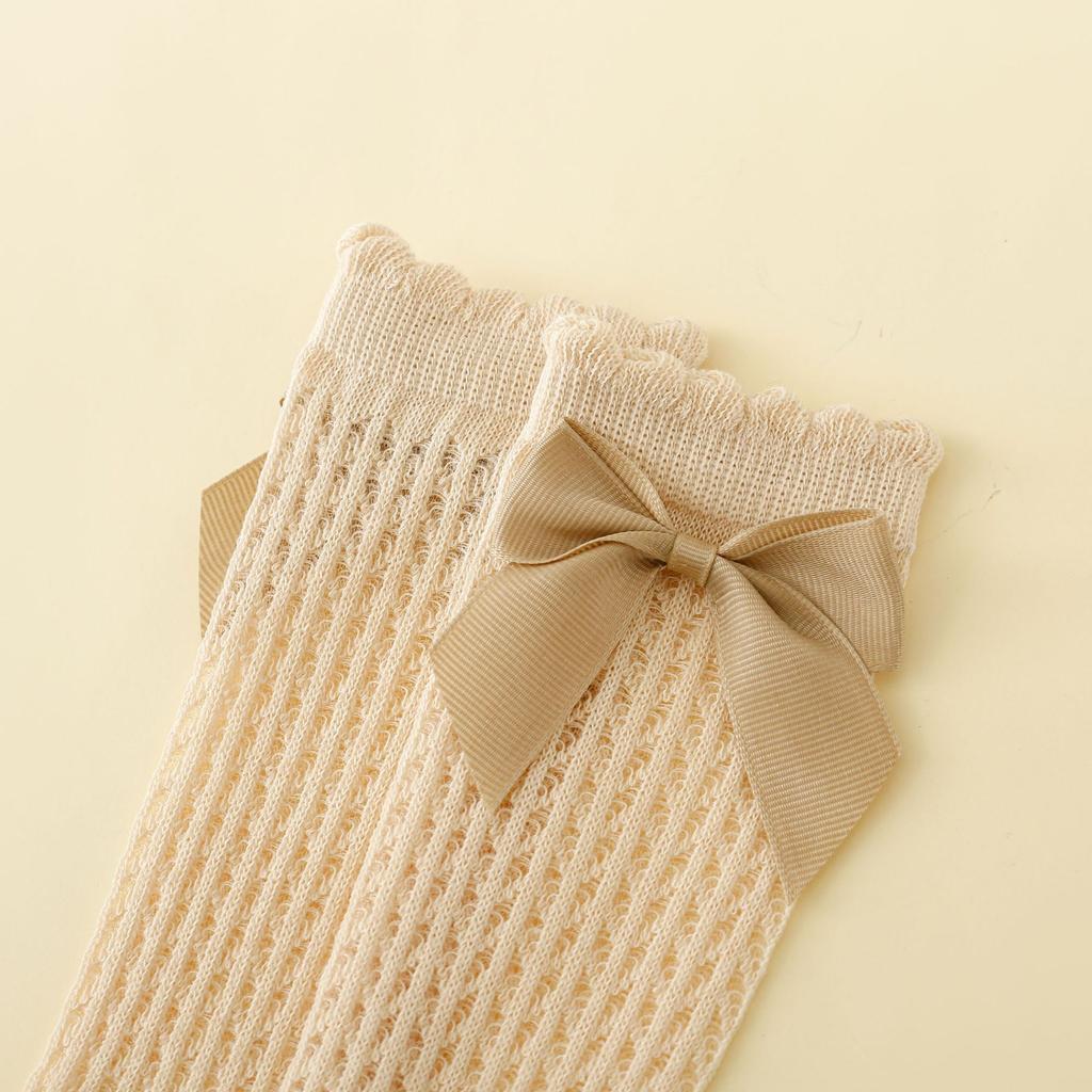 Neue Sommer Baby Socken Mädchen Neugeborene Mather Kinder Niedliche Kinder Kniehohe Schleifensocken Kleinkind Rutschfest Lange Socken Baumwolle