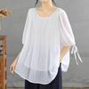 Navava Women Daily Loose Fit Shirring Ribbon 5 Sleeve Blouse Nb3173