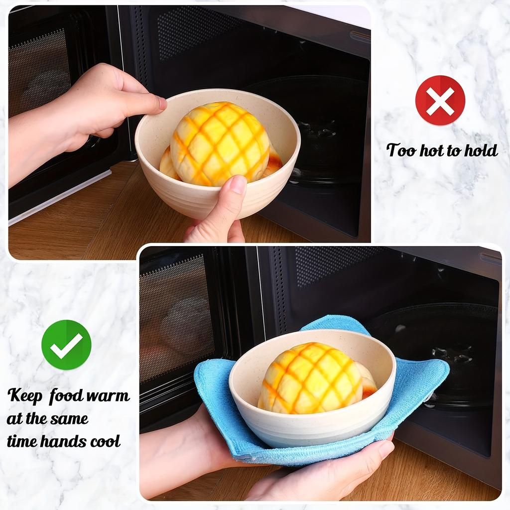Microwave Bowl Cozy Holders Hot Bowl Towel Pad Reusable Design Anti Scalding Microwave Cover for Home Apartment Kitchen Camping