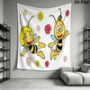 Bees and Maya Wall Tapestry Aesthetic Wall Hanging Printed Fabric Blanket Decorative Tapestries for Bedroom Living Room Home Decor