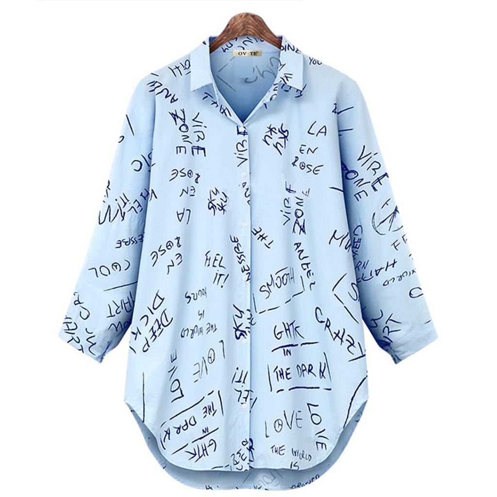 New Top Popular Personality Fashion Long Sleeve Letter Print Shirt