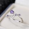 Cute Female White Purple Stone Silver Color Star Wedding Rings Promise Open Adjustable Engagement  For Women