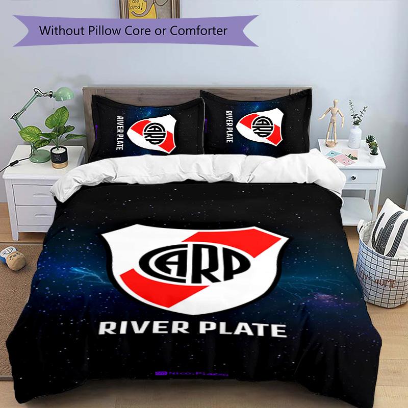 3pcs Club Atlético River Plate Pattern Bedding Set Duvet Cover Set Includes Duvet Cover &pillowcases,perfect All Season Bedroom Decoration&gift