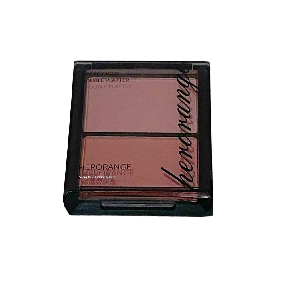 HERORANGE Matte Duo Palette: Wet/Dry Brightening Setting Powder, Foundation, Highlighter, Contour, Blush - Cross-Border Beauty Makeup.