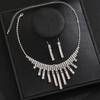 Brilliant Rhinestone Tassel Necklace Earrings Set Bridal Wedding Accessories