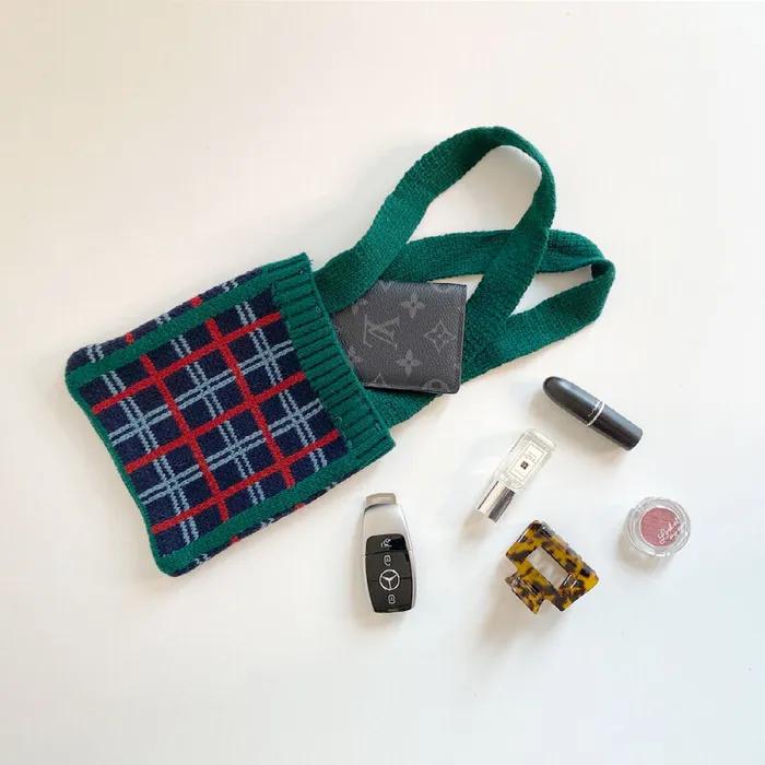 Vintage Retro Check Mini Tote Bag 5 Colors