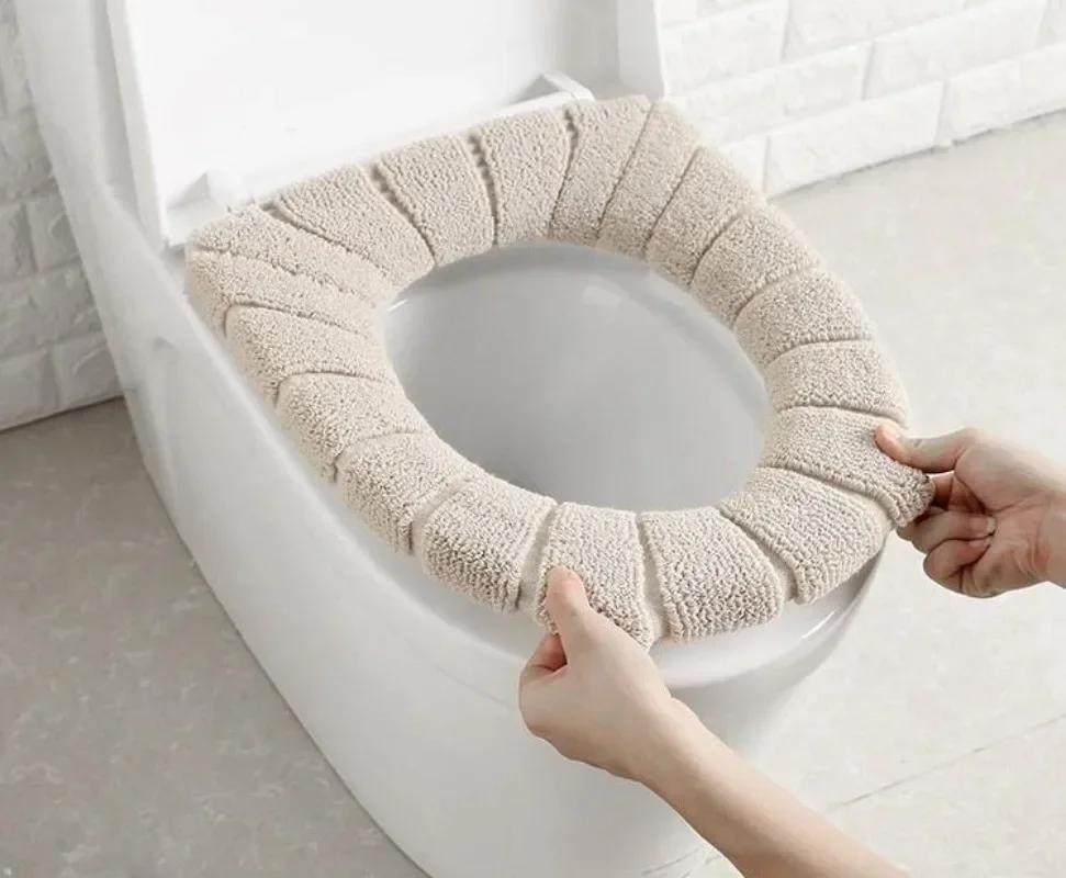 Warm Soft Toilet Seat Cover 2Pcs Acrylic Washable Mat Bathroom Home Decor Closestool Seat Case Lid Accessories
