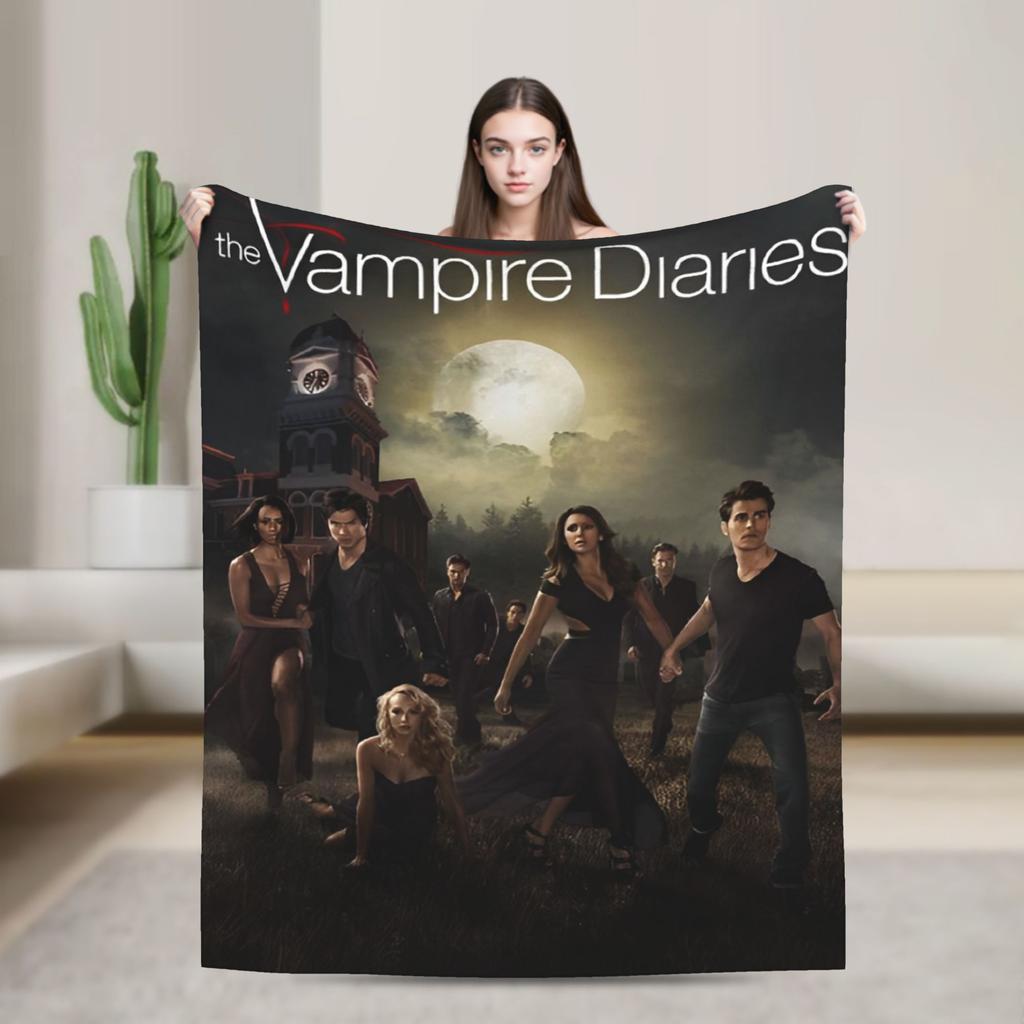 Damon Salvatore Blankets The Vampire Diaries Plush Funny Breathable Throw Blankets for Home Autumn/Winter