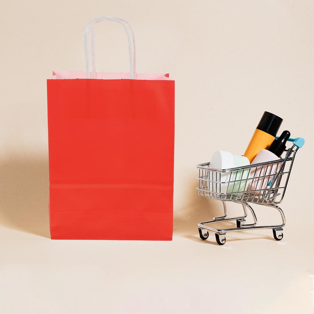 25 Pcs Red Kraft Paper Bag Christmas Bags Gift Festival Chic Package Storage Pouches Holders Candy Packing