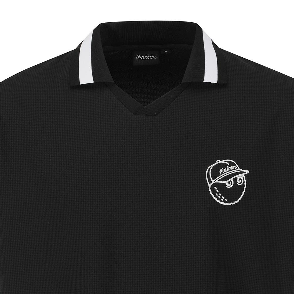 MALBON GOLF Seersucker Collar Piste Black (Man)
