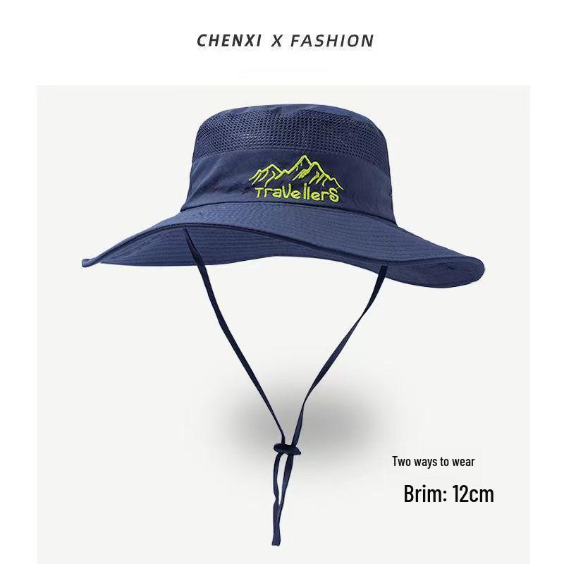 Fisherman Sun Protection Embroidered Outdoor Cowboy Hat for Camping and Mountaineering
