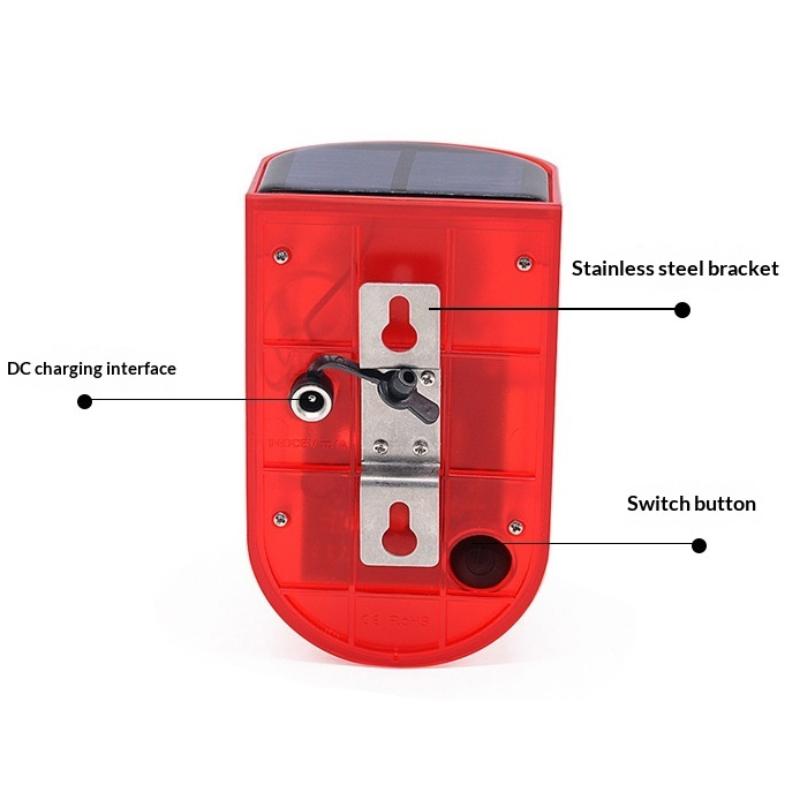 Kabelloses Solar-Bewegungsalarmlicht 120dB Sirene IP65 Wasserdicht für Außenbereich Terrasse Gemüsegarten Tierabwehr