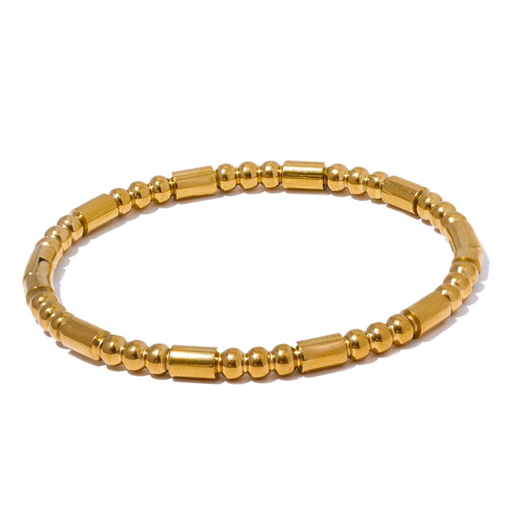 Yhpup 57mm Waterproof Stainless Steel Cast Bead Bracelet Bangle Statement Metal Texture Wrist Jewelry Women's Accessories New