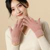 WoWarm Two Finger Gloves with Imitation Mink Plus Velvet Thick Half-finger Work Student Writing To Protect Against Cold Winter