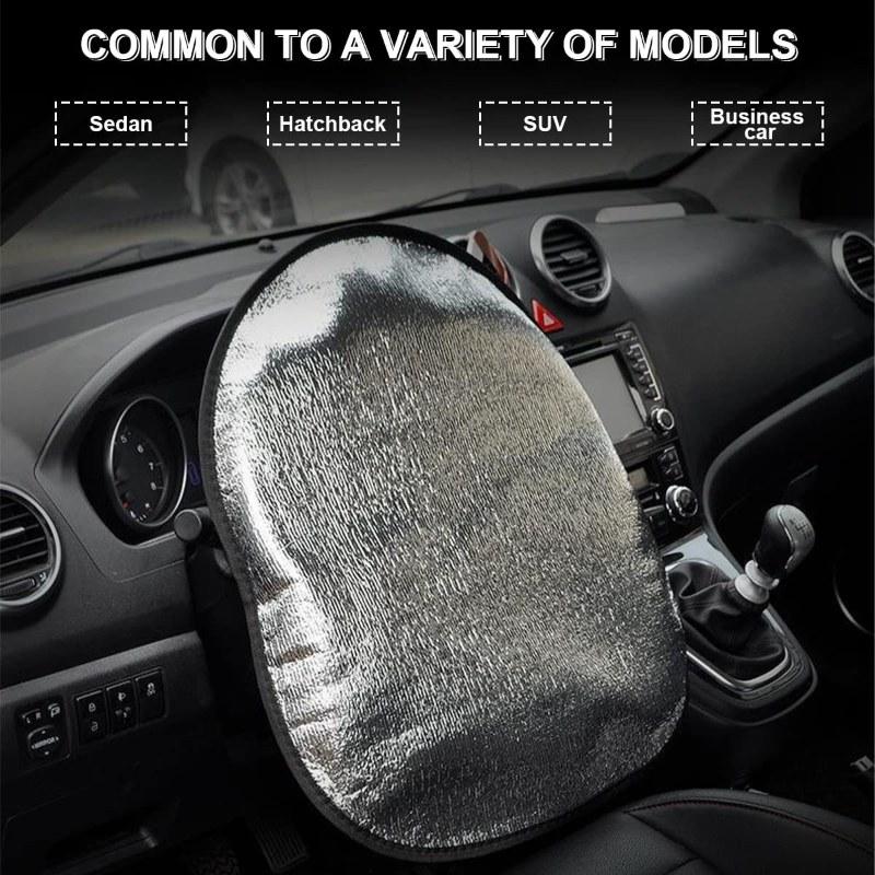 Car Steering Wheel Sun Shade Double Thick Sun Protection Foldable Anti-uv Sunscreen Car Supplies Car Steering Wheel Cover Silver