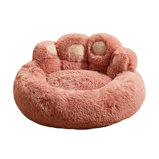 Dogs Fuzzy Nest Bed Cute Bear Paw Design Cat Sofa Bed Soft Fluffy Cushion Plush Cozy Pet Sleeping Bed for Small Medium Large Dogs And Cats