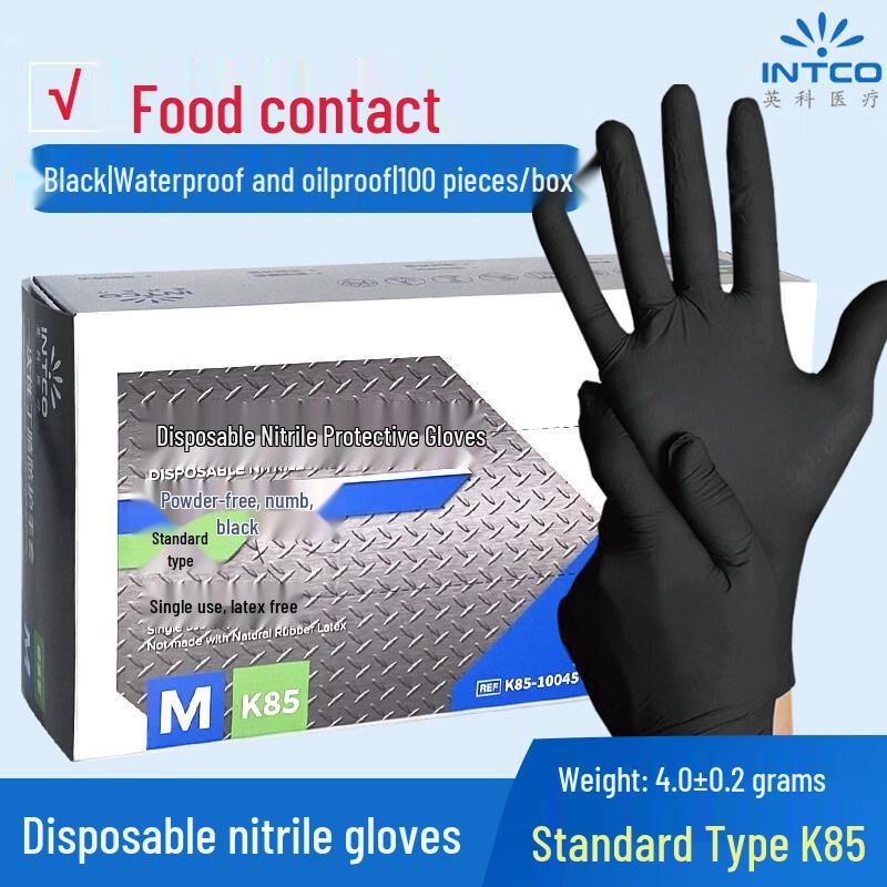 Intco Medical Disposable Black Nitrile Gloves
