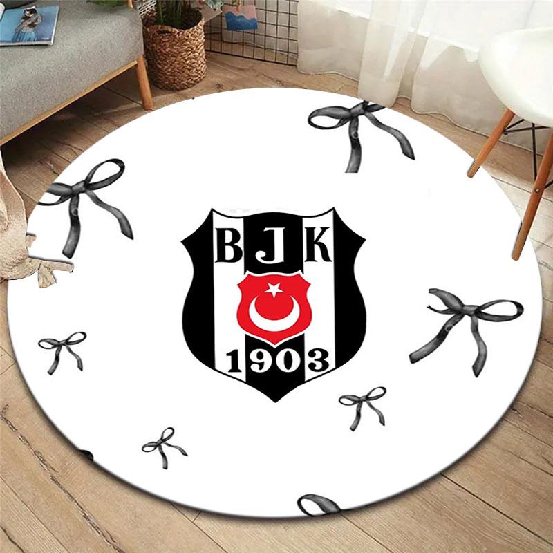 Besiktas Gymnastics Club Round Area Rug,Carpet Rug for Living Room Bedroom Sofa Playroom Decor,Non-slip Floor Mat