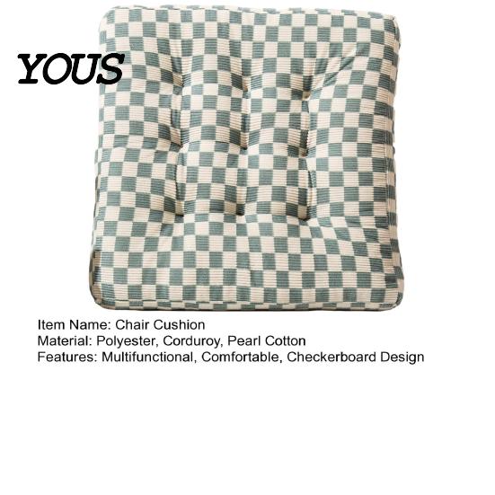 Comfortable Desk Chair Support Corduroy Square Pad, Checkerboard Office Cushion, Soft Cozy Seat Cushion for Floor, Reading Nook, Dining