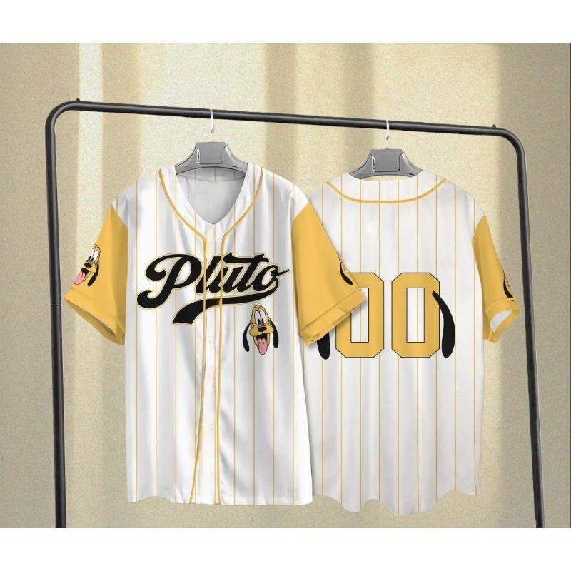 Baseball Jersey Cute Cartoon Design Summer Sports Streetwear V-Neck Tee Outdoor Sport