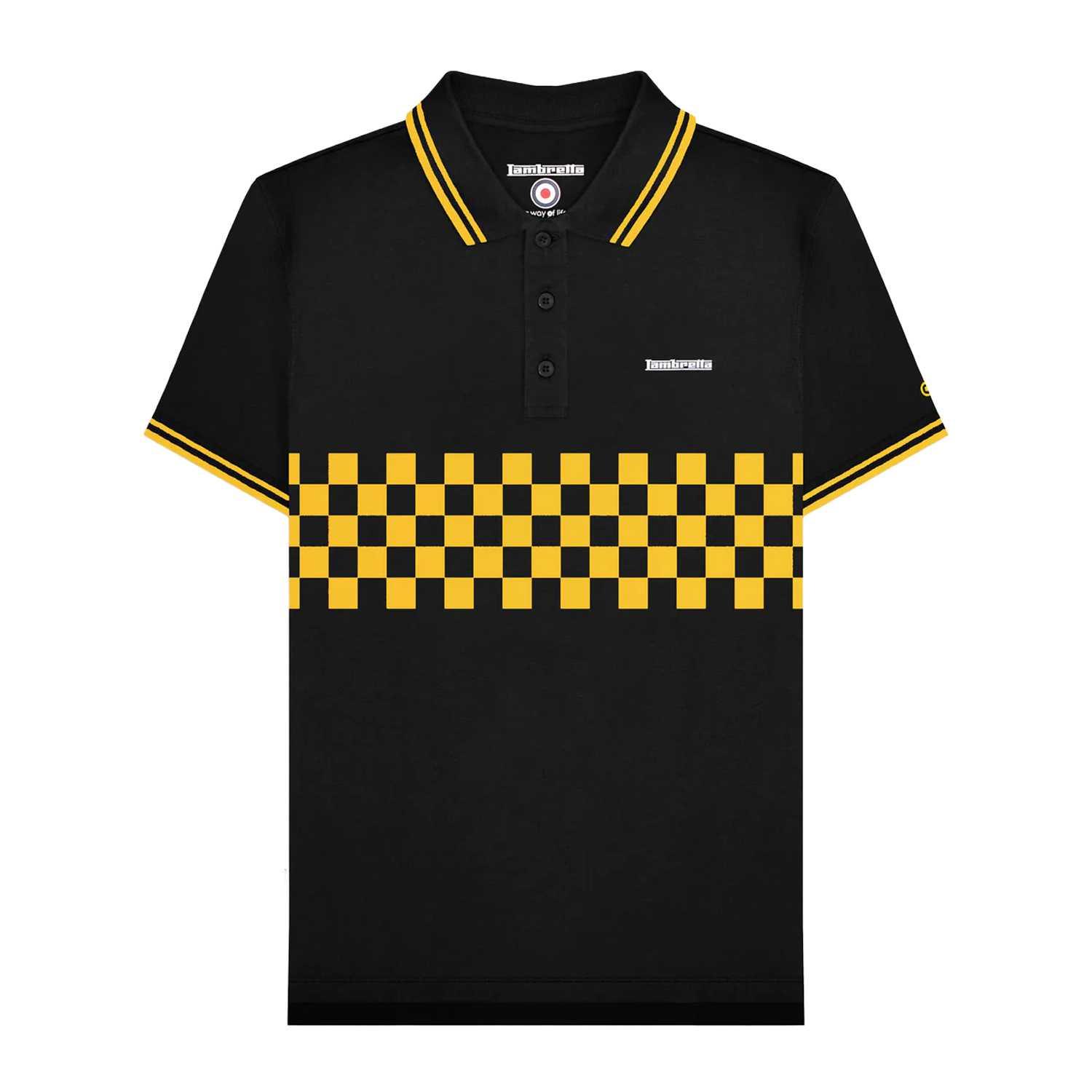 Lambretta Heren SS25 Tweekleurige Polo met Tip L zwart/goud