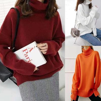 Winter Solid Color Causal Women Sweater Streetwear Winter Long Sleeves Korean Knit Pullover Base Female Sweaters