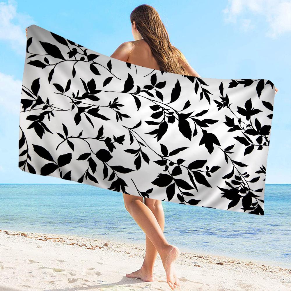 Black and White Pattern Towel Microfiber Beach Towel Absorbent Quick dry Soft Yoga Swimming Resort Mountain Climbing Towel