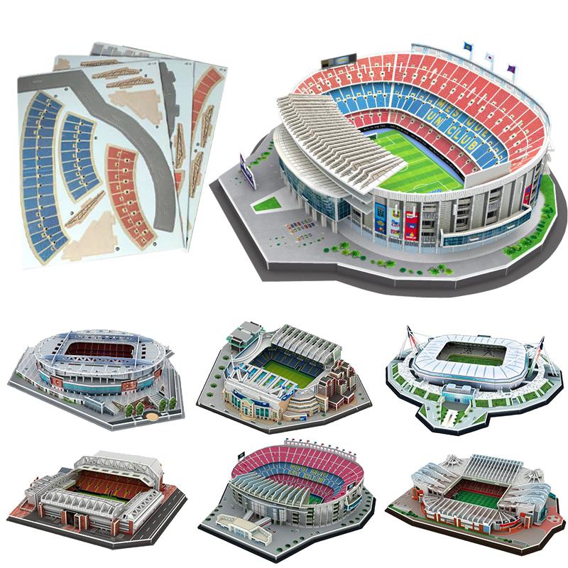 Desktop Ornaments Football Field Model Fans Souvenir DIY Paper Puzzle Table Games 3D Building Stadium Assembly Simulation TMZ