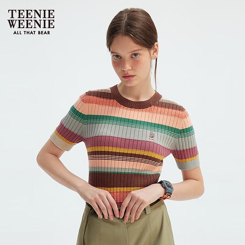 Teenie Weenie Women's Striped Short Sleeve Knit Sweater
