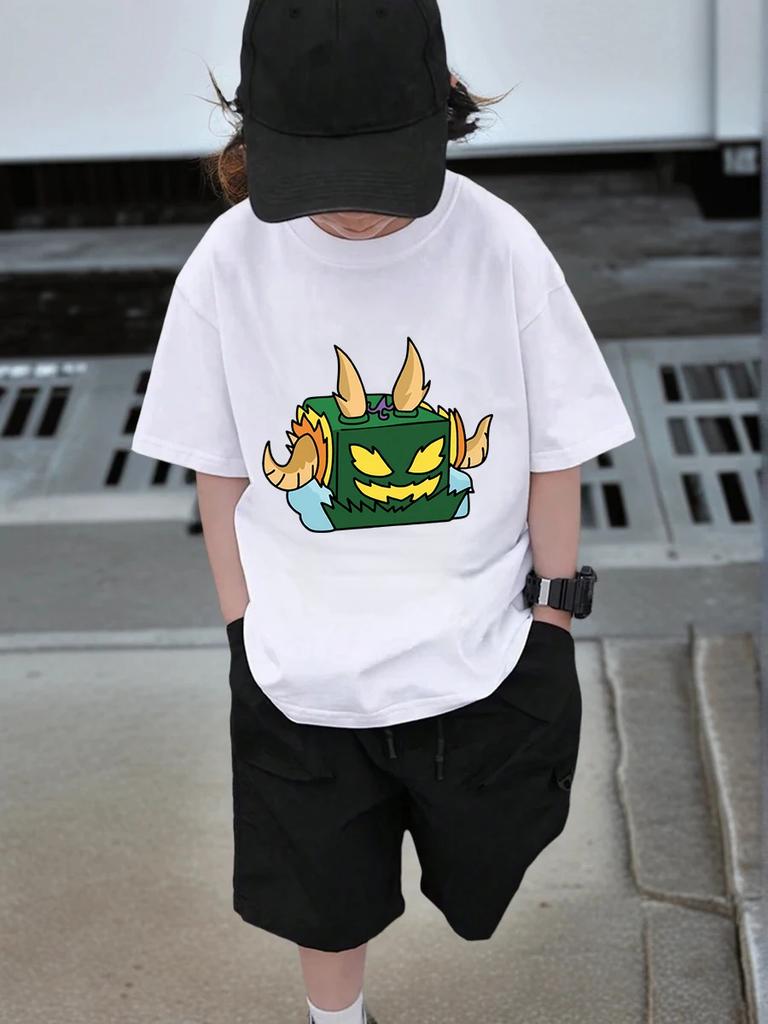 Cool Fruit Box Kids Short Sleeve T Shirt Summer Cute Cartoon Crewneck Boys Girls 3-14 Years