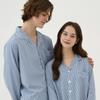 Silk Fit Long Sleeve Collar Couple Pajama Set Homewear