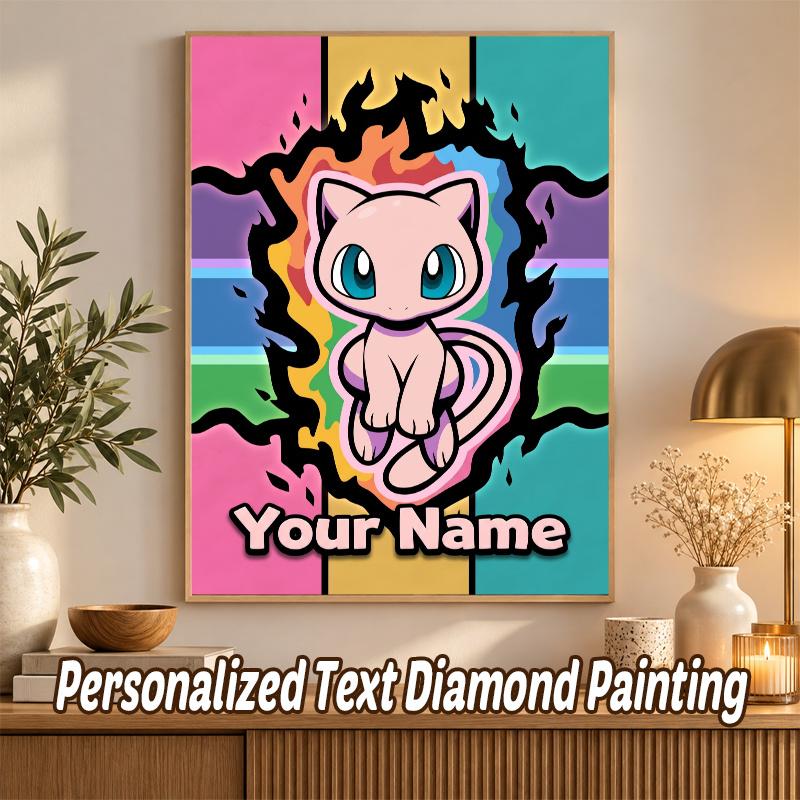 Mew Custom Name Diamond Painting Personalized 5D Full Drill DIY Diamond Art Home Decor