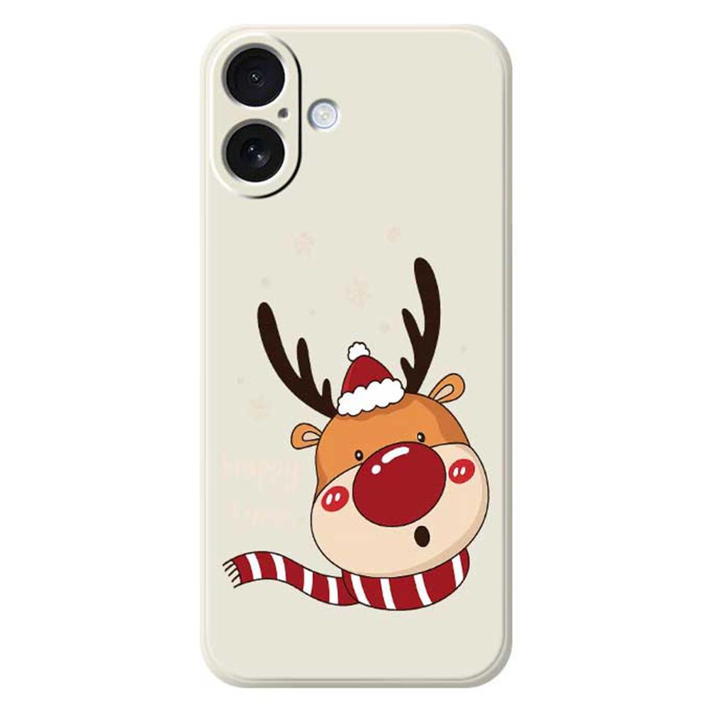 

For iPhone 17 Case Deer Head Pattern Printing Straight Edge TPU Phone Back Cover Beige