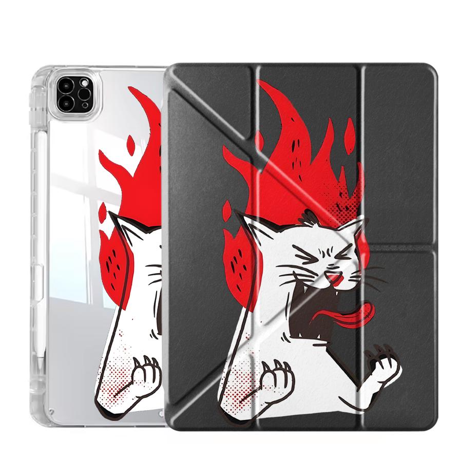 

Чехол-подставка Flame Cat с Y-образным сгибом для планшета iPad Pro 11-го 10-го 9-го 8-го 7-го 12,9 дюйма Pro 2025 Air 4 5 M3 M2 1 2 M4 11-дюймовый Mini iPad Mini 7 8.3