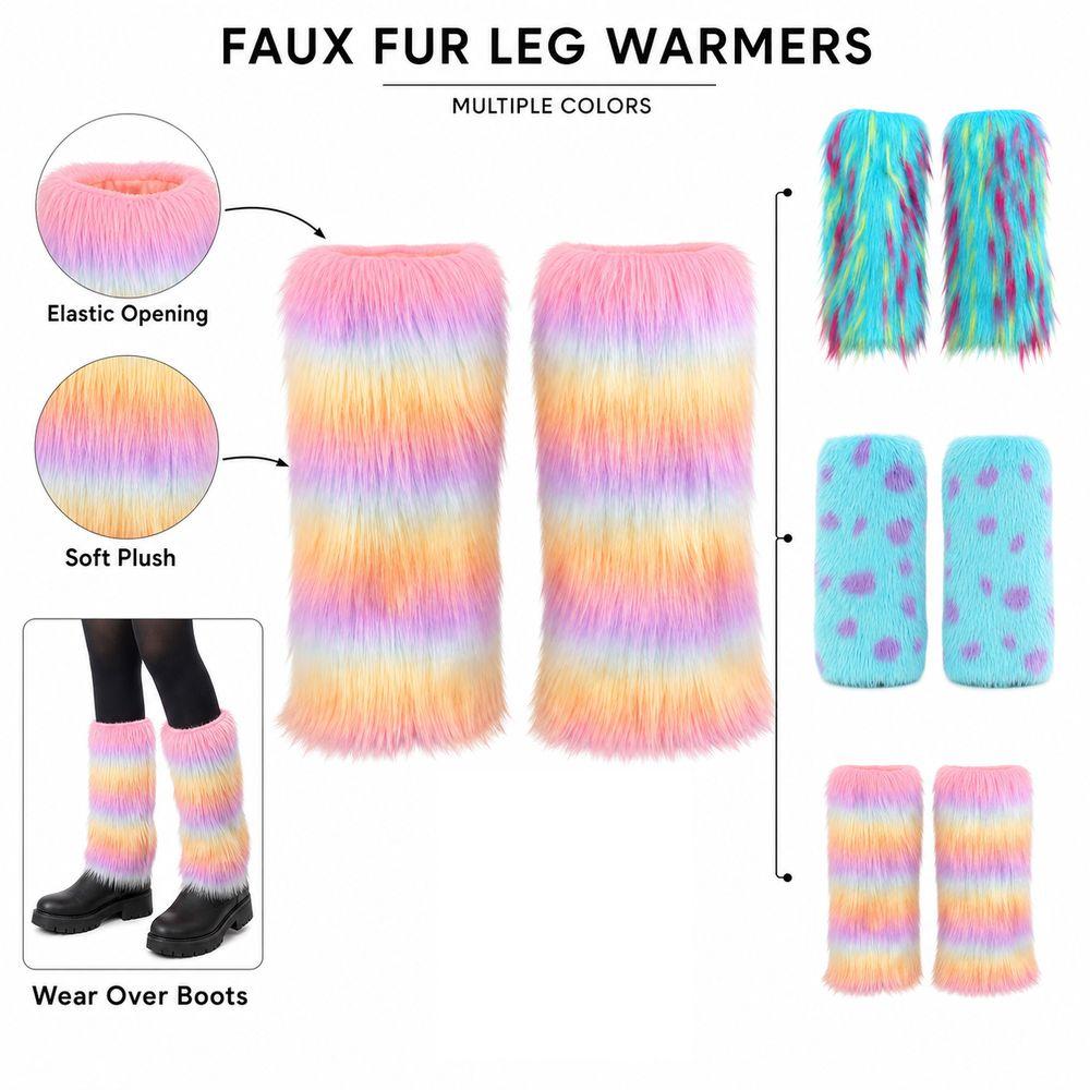 Weiche und flauschige Beinwärmer mit elastischen Öffnungen Pelz-Stiefelmanschetten Cosplay-Accessoires