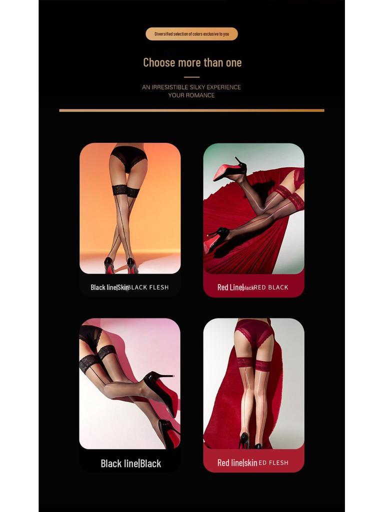 Ultra Sheer Lace Top Thigh Highs with Back Seam