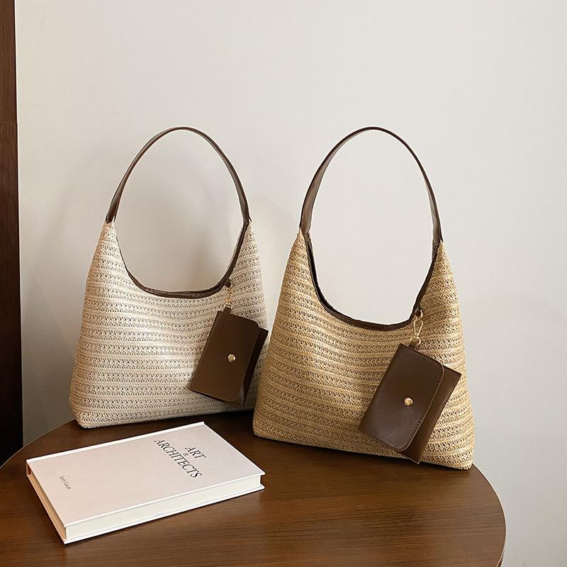 2026 Trendy and Straw Style New Fashiable and Stylish Large-capacity Single Shoulder Woven Commuter Tote Bag for Women