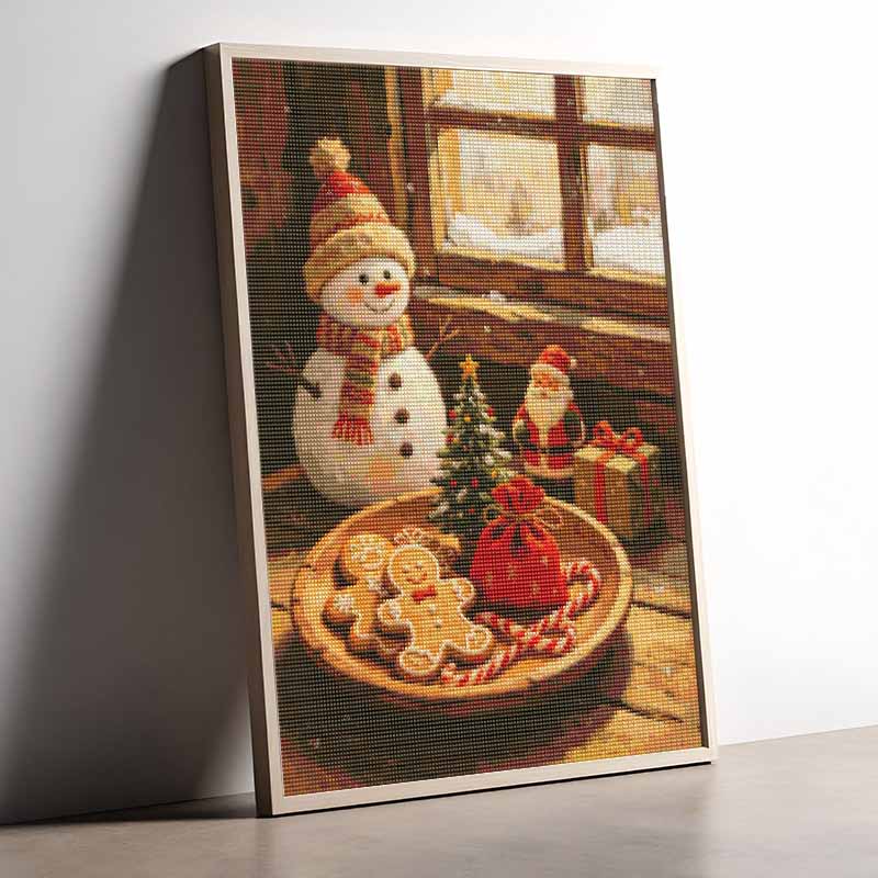 DIY Diamond Painting Kit Christmas Snowman 5D Full Drill Canvas Art Relaxing Stress Relief Craft for Adults and Beginners