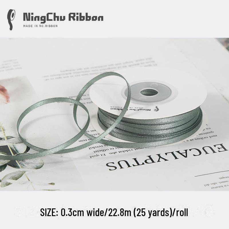 3mm Double-Sided Satin Silk Ribbon for DIY Gifts, Bows, Bouquets, and Baking Packaging