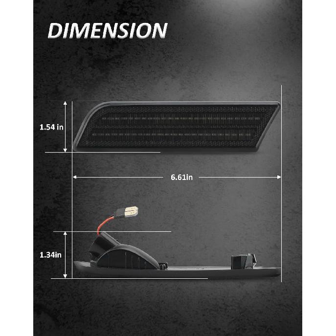 Bestview Side Marker Light Assembly Compatible for Fo-rd Transit Connect 2010-2013, Amber Front Fender Bumper Lamps, Smoked Lens 2PCS