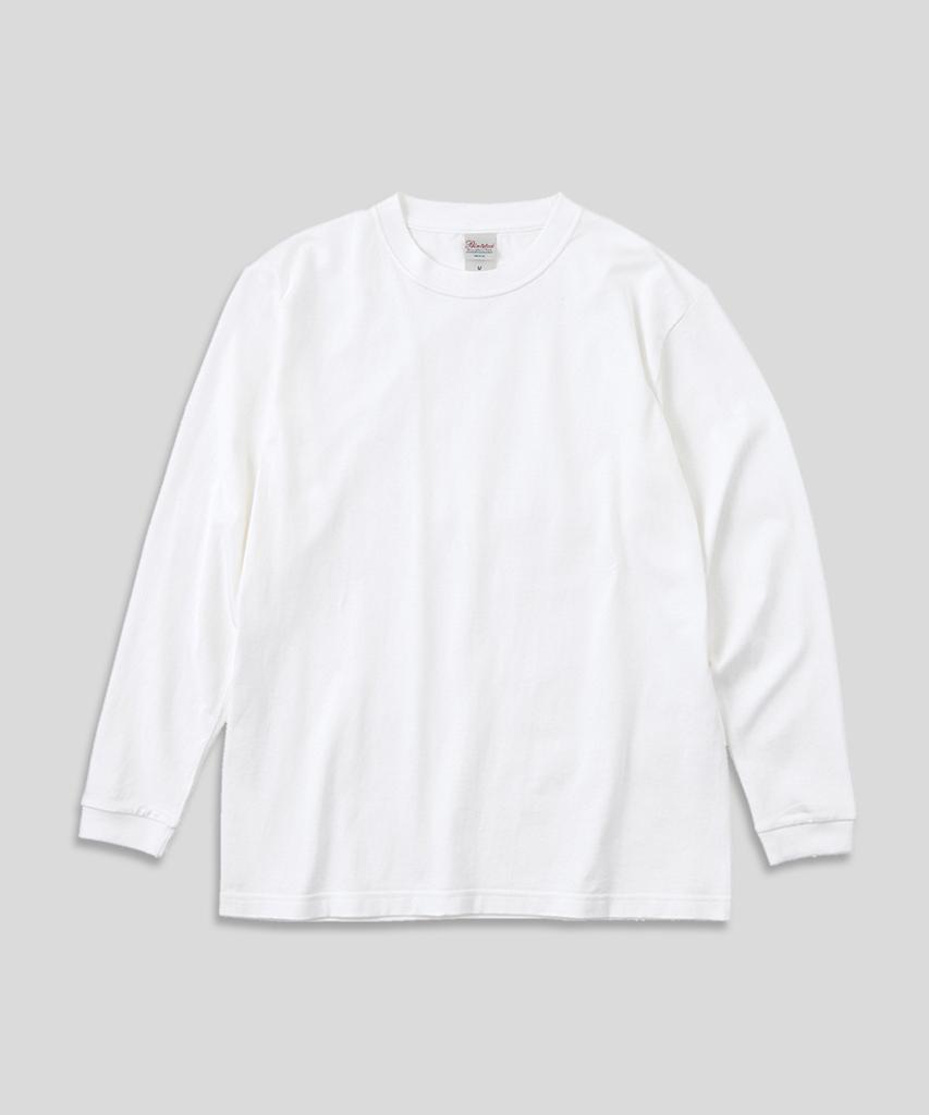 Peulinteuseuta 14-Count 7.4Oz Heavyweight Round Oversized Plain Long Sleeve T-Shirt - White