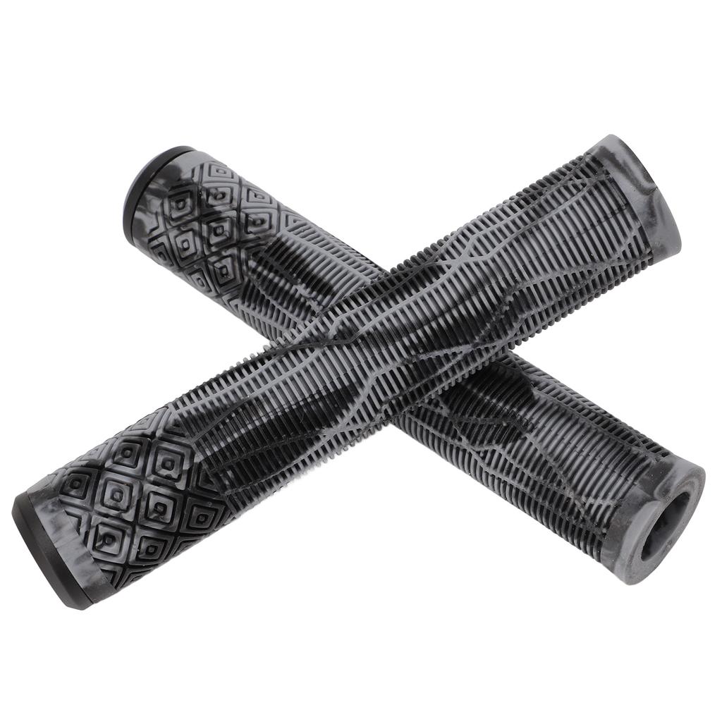 MTB Bicycle Grip 22.2mm TPE Rubber Handlebar Cover Soft Antislip Handle Grip with Lock Bar EndGray Black